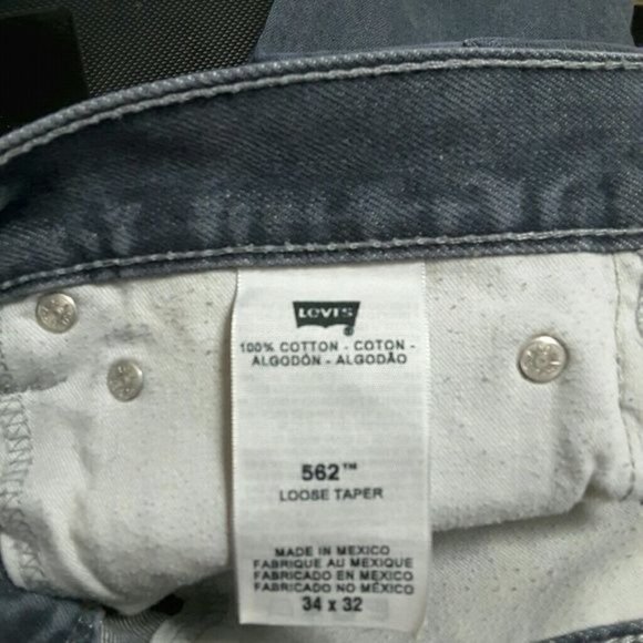 Levi's Jeans 562 Button Fly Loose Tapered Red Tab Light Wash Faded Blue Gray 34 - Picture 10 of 10